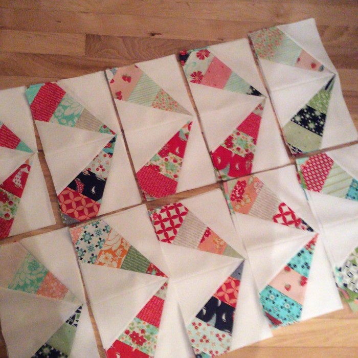 Two by two #firecrackersquilt project coming along @fatquartershop @bonniecottonway @thimbleblossoms just keep seeing!