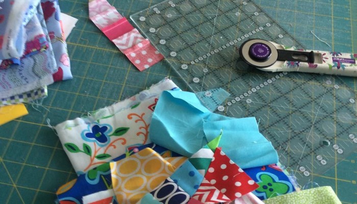 colorful scraps – wip Playing with some scraps. Love #remixfabric @annkelle @crazymomquilts happy Tuesday!