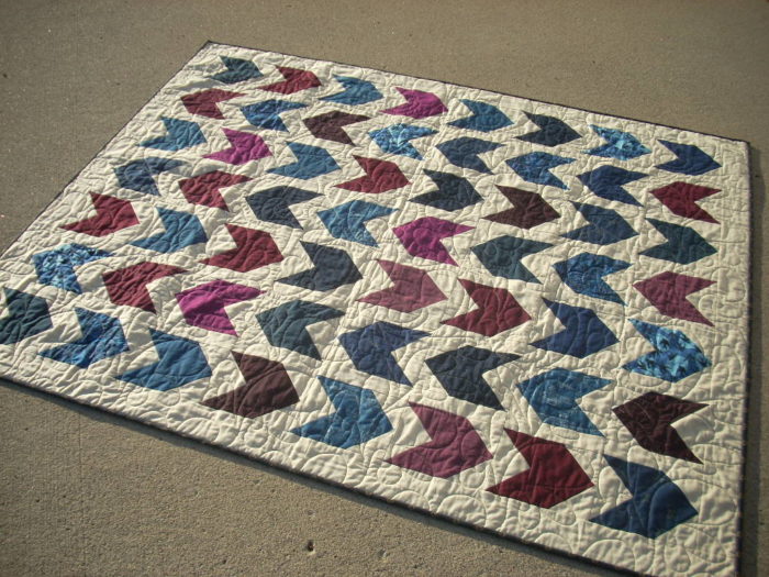 marine and burgundy arrow quilt