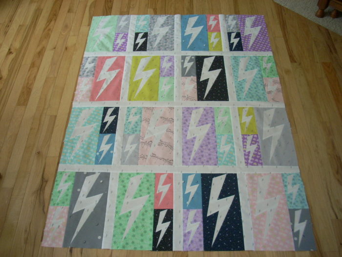 lightning crashes quilt top