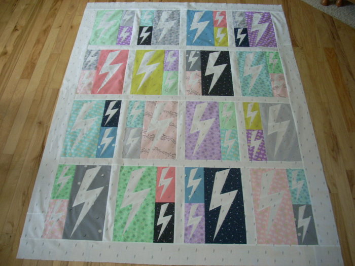 lightning crashes quilt top