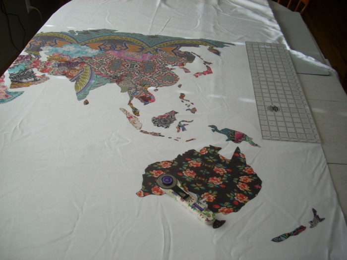 world map quilt