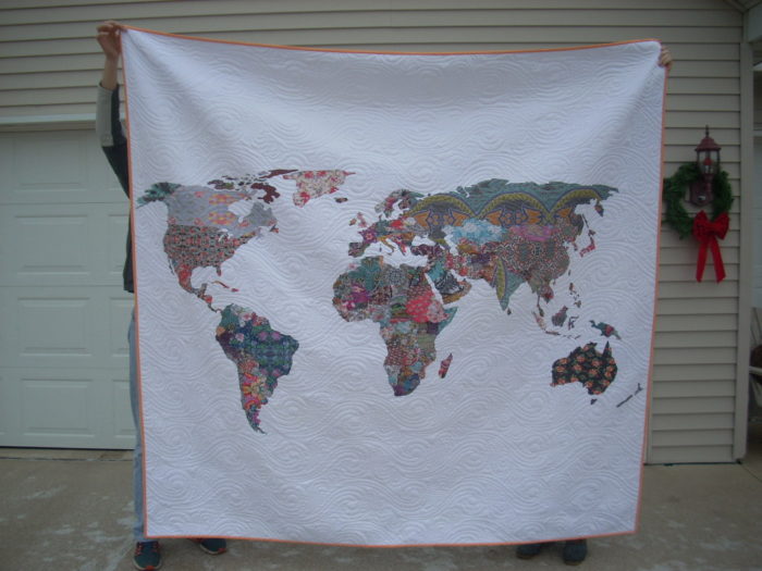 world map quilt