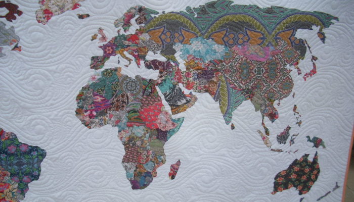 world map quilt