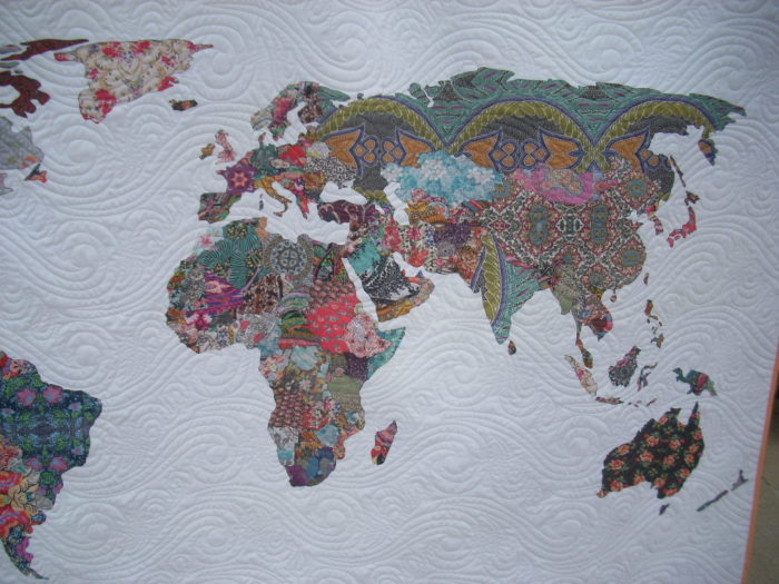 world map quilt