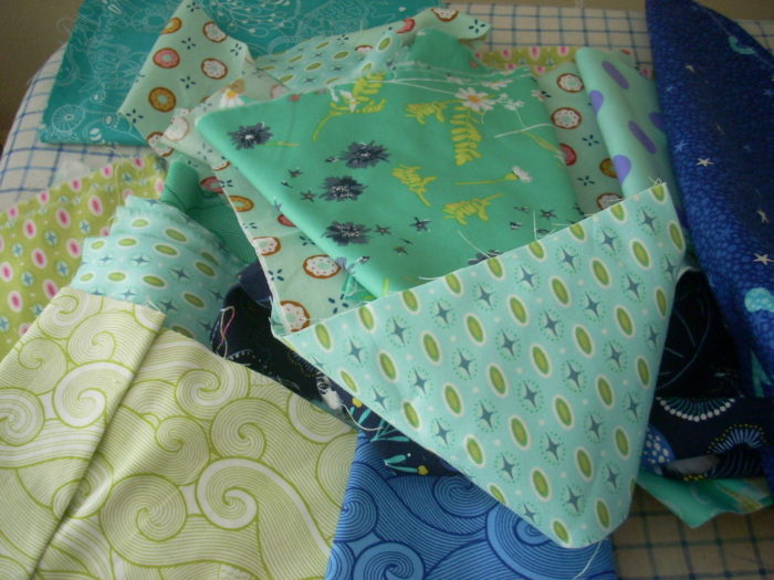 blue and green quilt project
