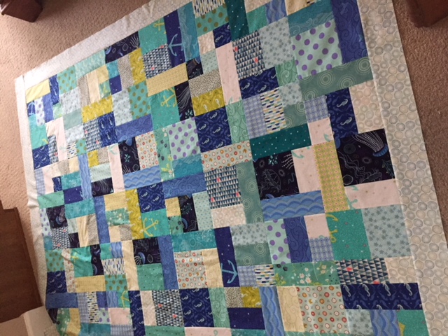 blue and green quilt top