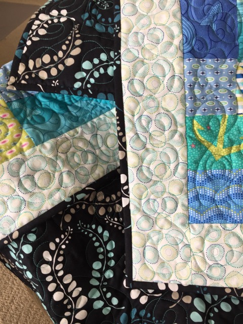 blue and green quilt