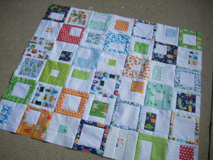 bright baby boy quilt top