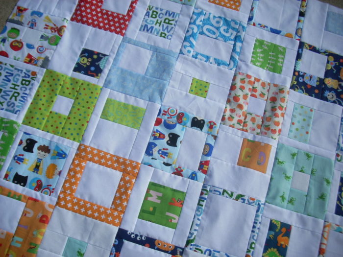 bright baby boy quilt top