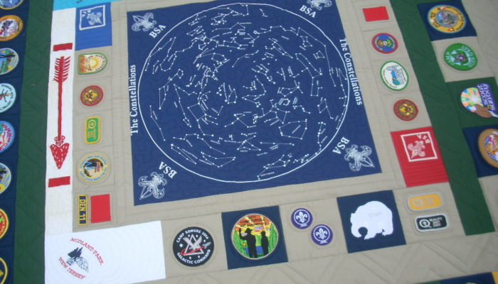 finished Boy Scout quilt + winners finished Boy Scout quilt