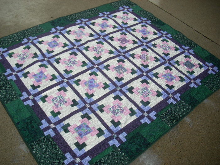 lavender pink floral quilt