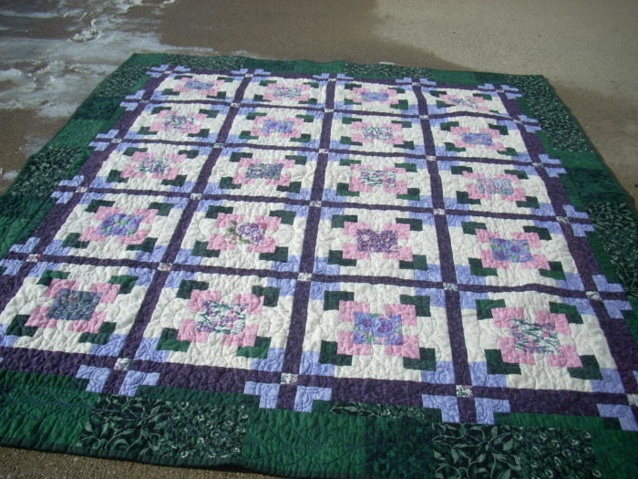 lavender pink floral quilt