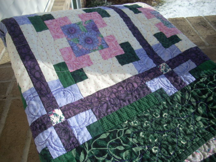 lavender pink floral quilt